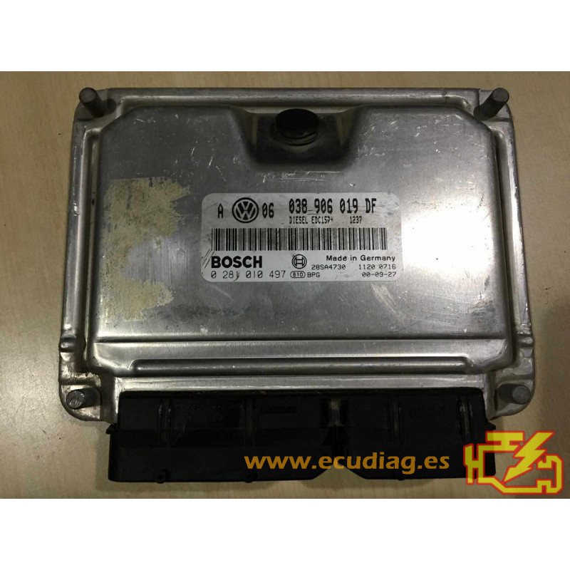 ECU BOSCH EDC15P+22.3.2 0281010497 VW GOLF IV 1.9 TDI 74KW 100CV 038906019DF / SW 1237 - 1037360018 / CON INMOVILIZADOR ANULADO