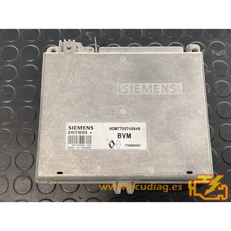 ECU MOTOR SIEMENS FENIX 3 S101718103P RENAULT 19 1.4i 46KW 58CV 7700864507 HOM7700749946 / CON INMOVILIZADOR ANULADO (IMMO OFF)