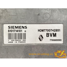 ECU MOTOR SIEMENS FENIX 3 S101714101D RENAULT 19 1.8i 66KW 90CV 7700863596 HOM7700742851 / CON INMOVILIZADOR ANULADO (IMMO OFF)