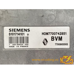 ENGINE ECU SIEMENS FENIX 3 S101714101D RENAULT 19 1.8i 66KW 90HP 7700863596 HOM7700742851 / WITH DISABLED IMMOBILIZER (IMMO OFF)