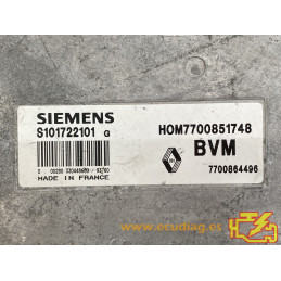 ECU MOTOR SIEMENS FENIX 3 S101722101G RENAULT SAFRANE 3.0i 123KW 167CV 7700864496 HOM7700851748 / CON INMOVILIZADOR ANULADO