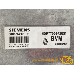 ECU MOTOR SIEMENS FENIX 3 S101714101C RENAULT 19 1.8i 66KW 90CV 7700862150 HOM7700742851 / CON INMOVILIZADOR ANULADO (IMMO OFF)