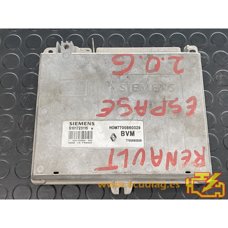 ENGINE ECU SIEMENS FENIX 3 S101723115B ESPACE III 2.0i 103KW 140CV 7700862206 HOM7700860329 / WITH DISABLED IMMOBILIZER