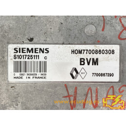 ECU MOTOR SIEMENS FENIX 3 S101725111C RENAULT LAGUNA 1.8i 68KW 90CV 7700867290 HOM7700860308 / CON INMOVILIZADOR ANULADO