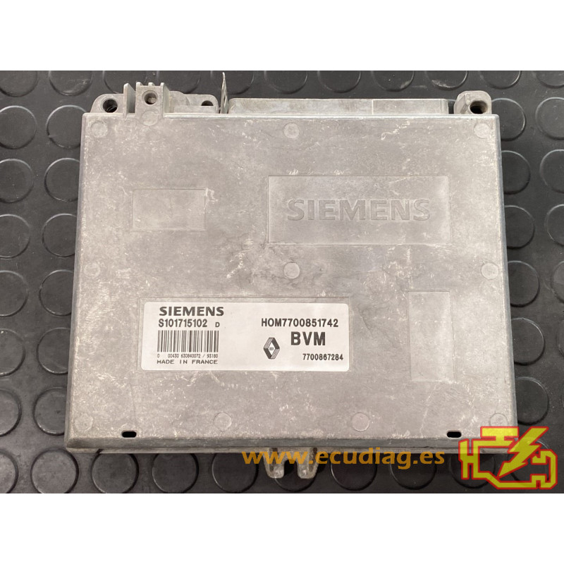 ECU MOTOR SIEMENS FENIX 3 S101715102D RENAULT 19 1.8i 99KW 134CV 7700867284 HOM7700851742 / CON INMOVILIZADOR ANULADO