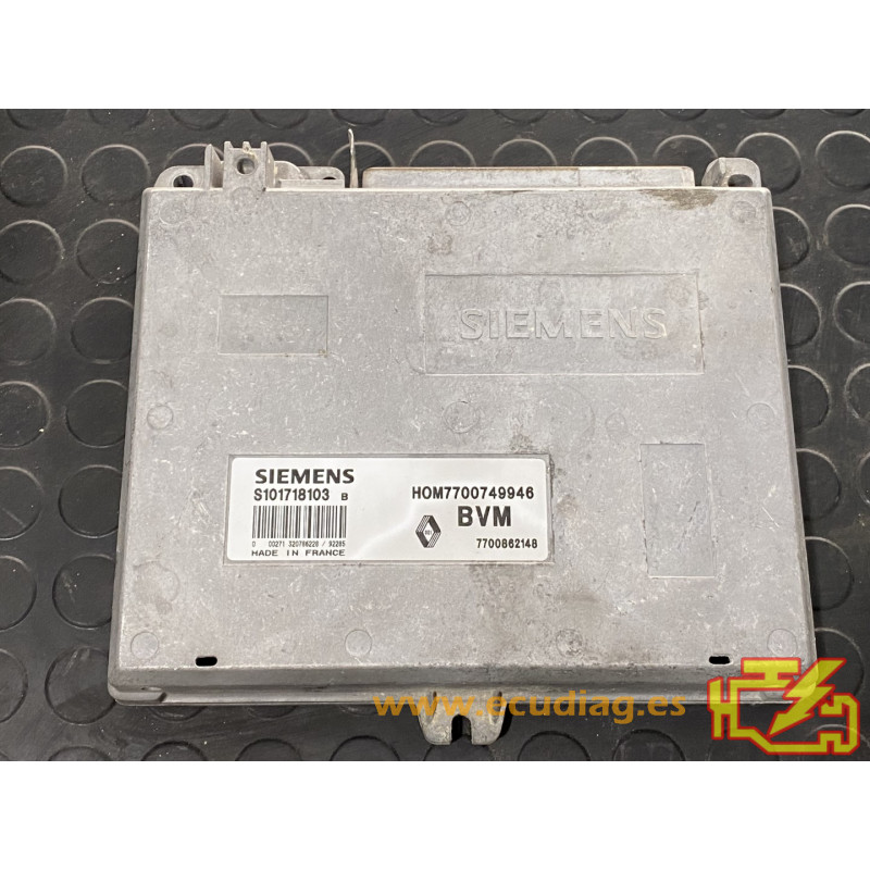 ECU MOTOR SIEMENS FENIX 3 S101718103B RENAULT 19 1.4i 46KW 58CV 7700862148 HOM7700749946 / CON INMOVILIZADOR ANULADO (IMMO OFF)