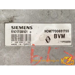 ECU MOTOR SIEMENS FENIX 3 S101728101D RENAULT 19 1.8i 66KW 90CV 7700863556 HOM7700851755 / CON INMOVILIZADOR ANULADO (IMMO OFF)