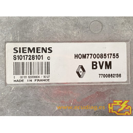 ECU MOTOR SIEMENS FENIX 3 S101728101C RENAULT 19 1.8i 66KW 90CV 7700862136 HOM7700851755 / CON INMOVILIZADOR ANULADO (IMMO OFF)