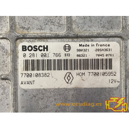 ECU BOSCH EDCMSA15.5-5.18 0281001766 RENAULT LAGUNA I 1.9 DTI 74KW 100CV 7700108382 HOM7700105952 - CON INMOVILIZADOR ANULADO