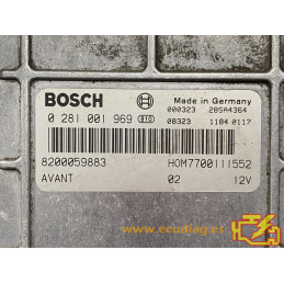 ECU BOSCH EDCMSA15.5-5.42 0281001969 RENAULT MEGANE I 1.9 DTI 74KW 100CV 8200059883 HOM7700111552 - CON INMOVILIZADOR ANULADO