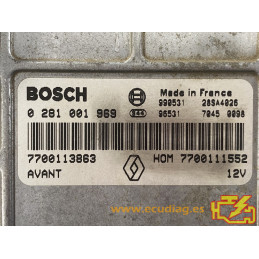 ECU BOSCH EDCMSA15.5-5.42 0281001969 RENAULT MEGANE I 1.9 DTI 74KW 100HP 7700111552 7700113863 - WITH DISABLED IMMOBILIZER