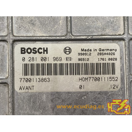 ECU MOTOR BOSCH EDCMSA15.5-5.42 0281001969 RENAULT MEGANE I 1.9 DTI 74KW 100CV 7700111552 7700113863 - CON INMOVILIZADOR ANULADO