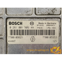 ECU BOSCH EDCMSA15.5-5.34 0281001809 RENAULT MEGANE SCENIC I 1.9 DTI 100CV 7700109621 7700105953 - CON INMOVILIZADOR ANULADO