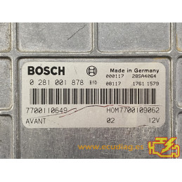 ECU MOTOR BOSCH EDCMSA15.5-5.42 0281001878 RENAULT 7700110649 HOM7700109062 - CON INMOVILIZADOR ANULADO