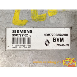 ECU MOTOR SIEMENS FENIX 3 S101729102G RENAULT CLIO II 1.2i 44KW 60CV 7700864279 HOM7700854160 - CON INMOVILIZADOR ANULADO