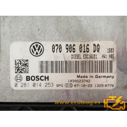 ECU BOSCH EDC16U31-4.51 0281014253 VW TRANSPORTER V 2.5 TDI 174CV 070906016DQ SW 1583 1037390621 - CON INMOVILIZADOR ANULADO