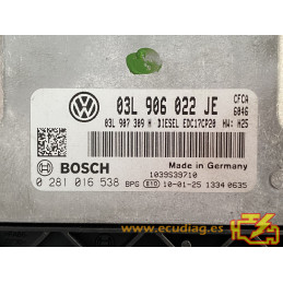 ECU BOSCH EDC17CP20-2.5 0281016538 VW TRANSPORTER V 2.0 TDI 180HP 03L907309H / SW 03L906022JE 9970 1037550914