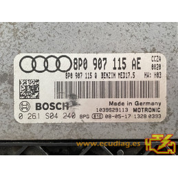 ECU BOSCH MED17.5 0261S04240 AUDI A3 II (8P) 2.0 TFSI 147KW 200CV 8P0907115Q / SW 8P0907115AE 0020 1037396770