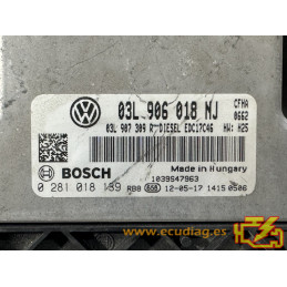 ECU BOSCH EDC17C46-2.7 0281018139 VW CADDY III (2K) 2.0 TDI 81KW 110CV CFHF 03L907309R / SW 03L906018NJ 9978 - 1037563188