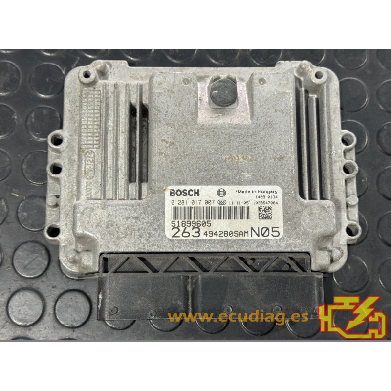 ECU MOTOR BOSCH EDC16C39-7.33 0281017007 FIAT DOBLO II (263) 1.6 JTD 77KW 105CV 51915448 / SW 1037514045 - VIRGEN