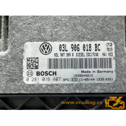 ECU BOSCH EDC17C46-2.7 0281016407 VOLKSWAGEN GOLF VI 2.0 TDI 125KW 170CV 03L907309R / SW 03L906018BC 7819