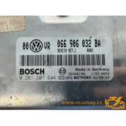 ECU BOSCH ME7.1 0261207644  VOLKSWAGEN PASSAT IV (3B) 2.3i 125KW 170CV 066906032BA - CON INMOVILIZADOR ANULADO (INMO / IMMO OFF)