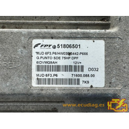 ECU MAGNETI MARELLI MJD 6F3.P6 71600.088.00 FIAT GRANDE PUNTO III (199) 1.3 JTD 55KW 75CV 51806501 HW03P / SW 3442-P666 - VIRGEN