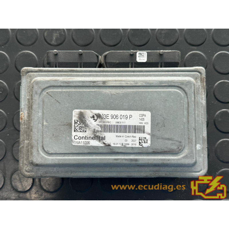 ECU MOTOR CONTINENTAL SIMOS 11.1 5WA11006 SKODA ROOMSTER I (5J) 1.2i 51KW 70CV CGPA 03E906019C / SW 03E906019P 1435