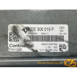 ECU MOTOR CONTINENTAL SIMOS 11.1 5WA11006 SKODA ROOMSTER I (5J) 1.2i 51KW 70CV CGPA 03E906019C / SW 03E906019P 1435