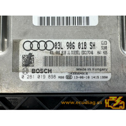 ECU MOTOR BOSCH EDC17C46-2.22 0281019898 AUDI Q5 I (8R) 2.0 TDI 110KW 150CV 03L906018JL / SW 03L906018SH 9978 - 1037561818