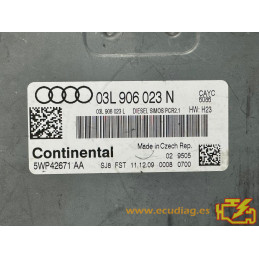 ECU MOTOR CONTINENTAL SIMOS PCR2.1 5WP42671AA AUDI A3 II (8P) 1.6 TDI 77KW 105CV CAYC 03L906023L / SW 03L906023N 6086