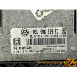 ECU MOTOR BOSCH EDC17CP20-2.7 0281018005 VOLKSWAGEN AMAROK I (2H) 2.0 TDI 120KW 163CV CDCA 03L907309K / SW 03L906019FC 8730