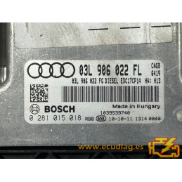 ECU BOSCH EDC17CP14-3.2 0281015018 AUDI A6 III (4F) 2.0 TDI 100KW 136CV CAGB 03L906022FG / SW 03L906022FL - 1037535328