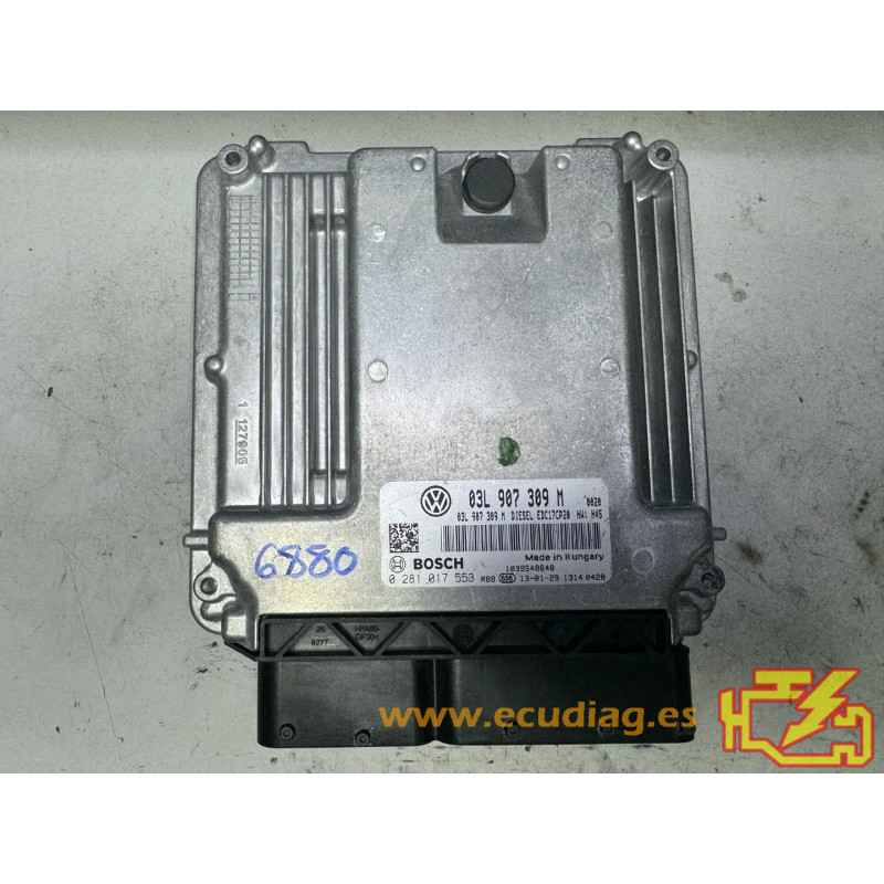 ECU BOSCH EDC17CP20-2.7 0281017553 VOLKSWAGEN TRANSPORTER V (7H) 2.0 TDI 75KW 102CV CAAB 03L907309M / SW 03L906019GG 3313