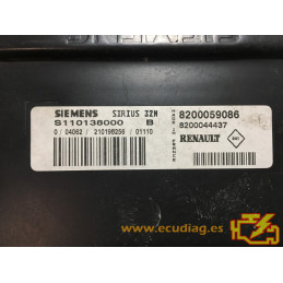 ECU SIEMENS SIRIUS 32N S110138000B RENAULT MEGANE I 1.4i 8200059086 8200044437 - / SW 8200108408 - CON INMOVILIZADOR ANULADO