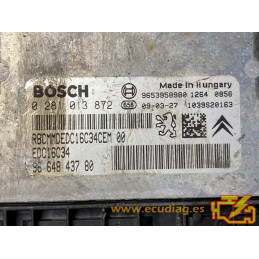 ECU BOSCH EDC16C34-4.11 0281013872 PEUGEOT 308 1.6 HDI 110HP 9664843780 / SW 9666125880 - 1037395372 - WITH DISABLED IMMOBILIZER