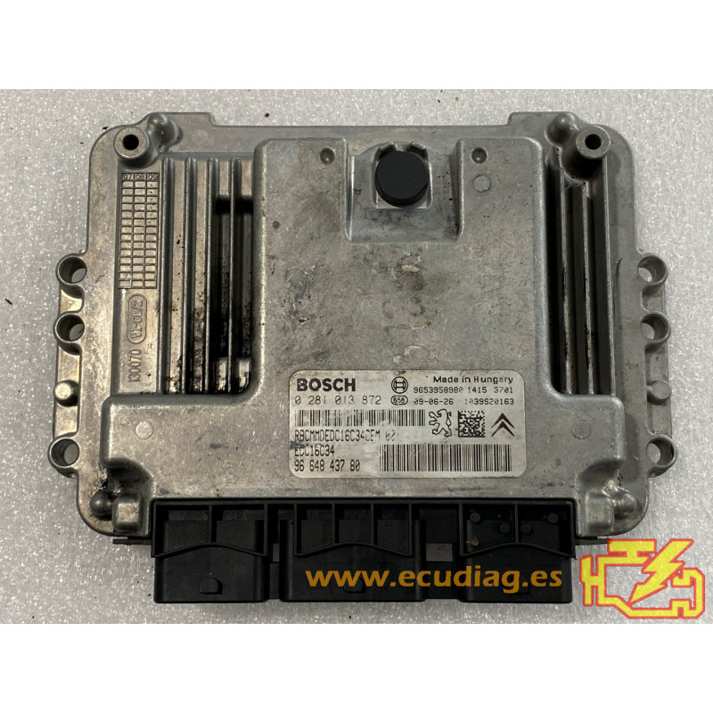 ECU BOSCH EDC16C34-4.11 0281013872 PEUGEOT 308 1.6 HDI 110HP 9664843780 / SW 9666728580 - 1037398207 - WITH DISABLED IMMOBILIZER ECU BOSCH EDC16C34-4.11 0281013872 PEUGEOT 308 1.6 HDI 110HP 9664843780 / SW 9666728580 - 1037398207 - WITH DISABLED IMMOBILIZER