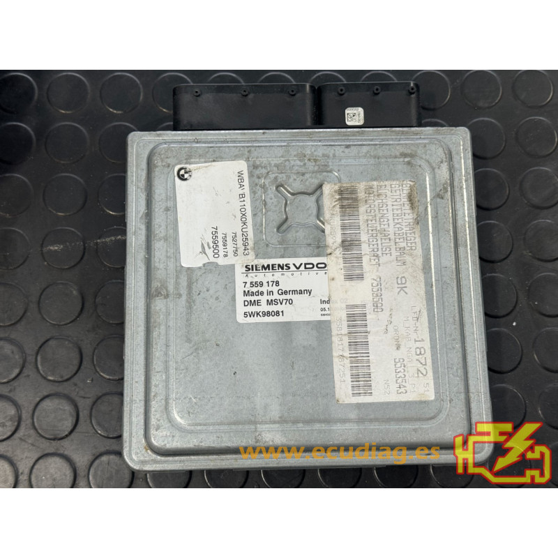 ECU SIEMENS VDO MSV70 5WK98081 BMW E90 325i V 2.5i 160KW 218HP N52B25A MT 7559178 ECU SIEMENS VDO MSV70 5WK98081 BMW E90 325i V 2.5i 160KW 218HP N52B25A MT 7559178