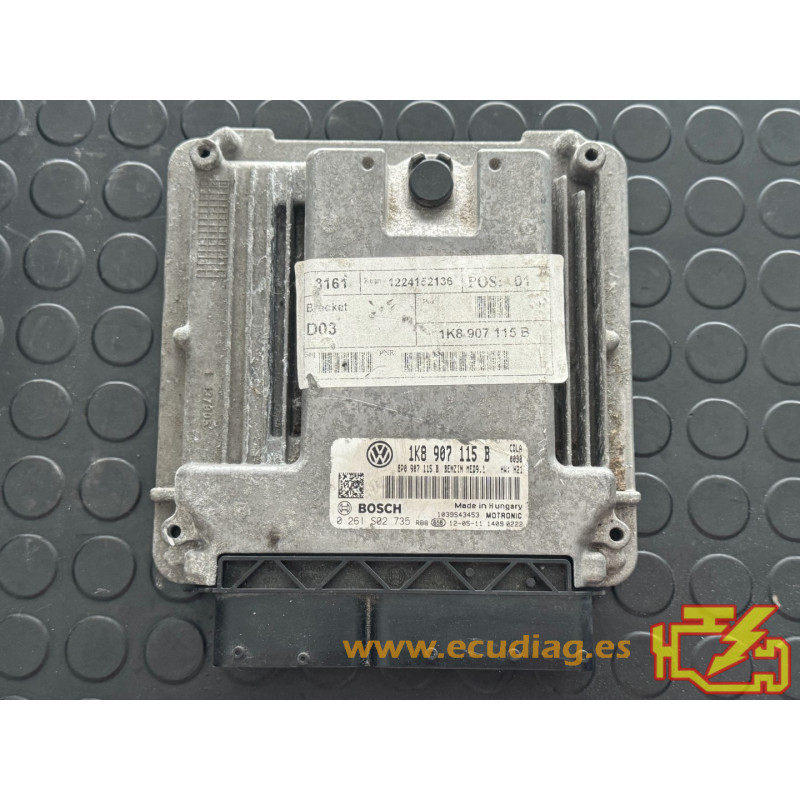 ECU BOSCH MED9.1 0261S02735 VW SCIROCCO 2.0 TSI 265HP CDLA 8P0907115B / SW 1K8907115B 0030 - 1037510587 / WITH DISABLED IMMO