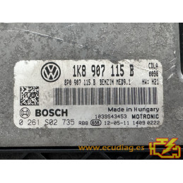 ECU BOSCH MED9.1 0261S02735 VW SCIROCCO 2.0 TSI 265HP CDLA 8P0907115B / SW 1K8907115B 0030 - 1037510587 / WITH DISABLED IMMO