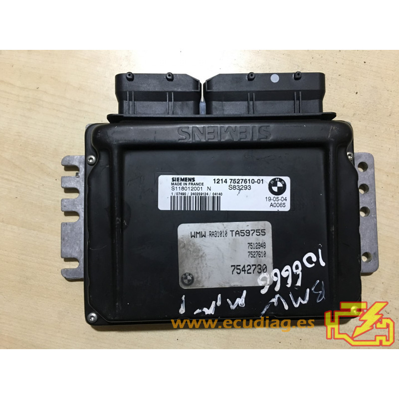 ECU SIEMENS EMS2 S118012001N MINI I (R50) 1.6i 66KW 90CV 12147527610-01 - CON INMOVILIZADOR ANULADO (INMO / IMMO OFF) ECU SIEMENS EMS2 S118012001N MINI I (R50) 1.6i 66KW 90CV 12147527610-01 - CON INMOVILIZADOR ANULADO (INMO / IMMO OFF)
