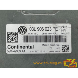CONTINENTAL SIMOS PCR2.1 5WP42939AA VOLKSWAGEN CADDY III (2K) 1.6 TDI 102CV CAYD 03L907425C 03L906023PE / SW 03L906023TK 9977