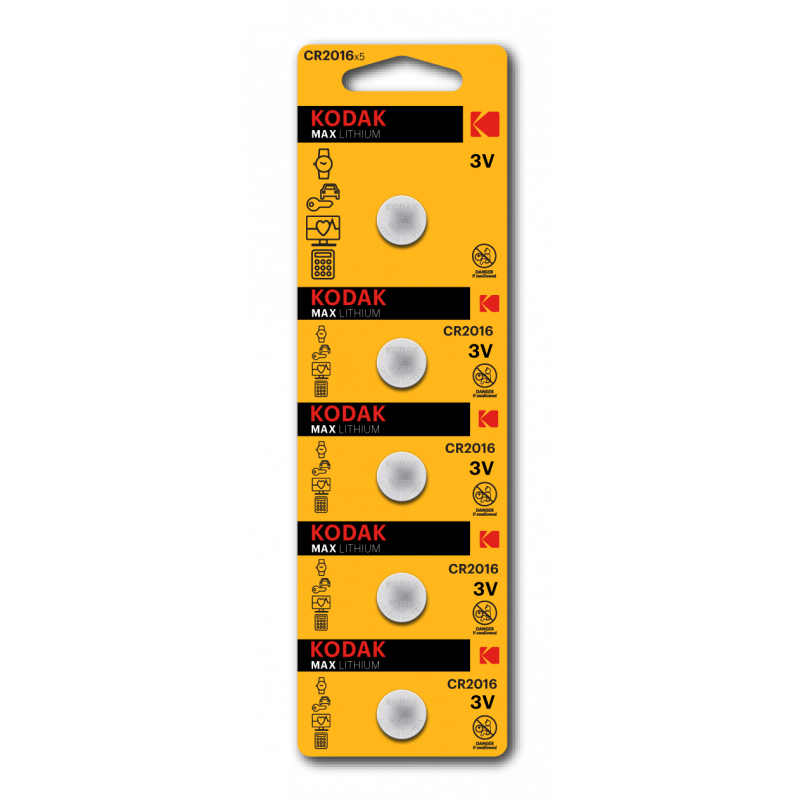 PACK 5 PILAS DE LITIO KODAK CR2016 3V PACK 5 PILAS DE LITIO KODAK CR2016 3V