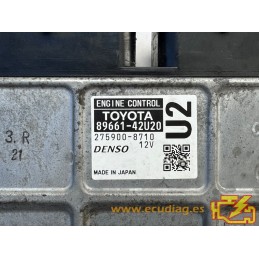 ECU DENSO 275100-8701 TOYOTA RAV 4 IV 2.0 D4D 91KW 125CV 89661-42U20 - CON INMOVILIZADOR ANULADO (INMO / IMMO OFF)