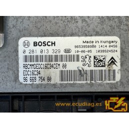 ECU BOSCH EDC16C34-4.11 0281013329 PARTNER / BERLINGO 1.6 HDI 90CV 9666975480 / SW 9666807680 - 1037398239 - CON INMO ANULADO