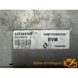 ENGINE ECU SIEMENS FENIX 3 S101725111P RENAULT LAGUNA 1.8i 68KW 90HP 7700867290 HOM7700860308 / WITH DISABLED IMMOBILIZER
