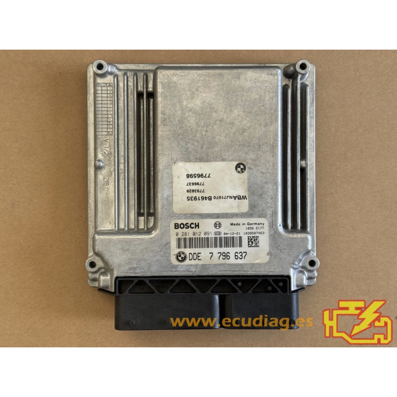 ECU BOSCH EDC16C1-4.31 0281012091 BMW E61 530D V 3.0D 160KW 218HP 7796637 / SW 7807655 - 1037387646