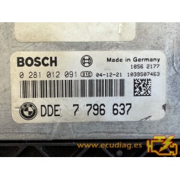 ECU BOSCH EDC16C1-4.31 0281012091 BMW E61 530D V 3.0D 160KW 218HP 7796637 / SW 7807655 - 1037387646