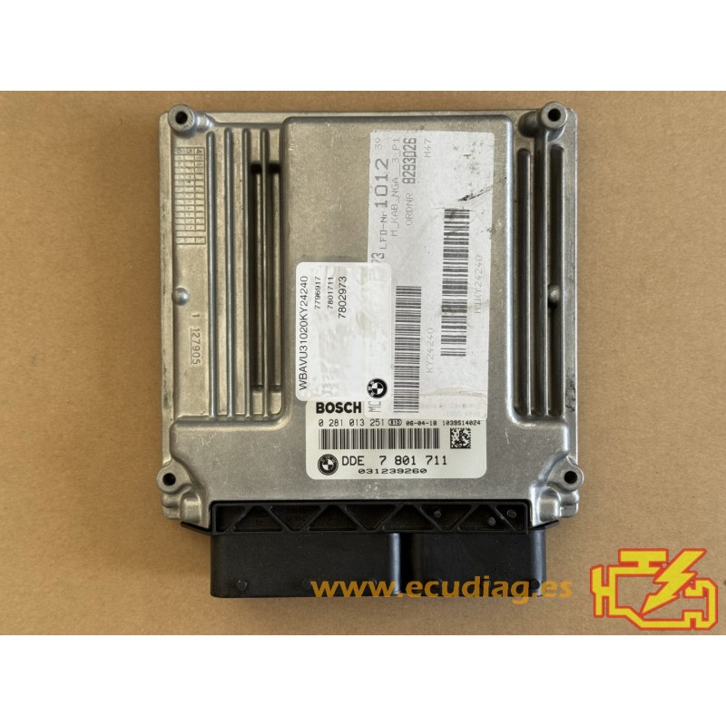 ECU BOSCH EDC16C35-2.12 0281013251 BMW E91 320D V 2.0D 120KW 163HP 7801711 13617801711 / SW 7808872 - 1037389882