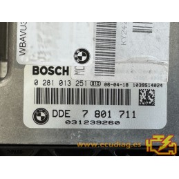 ECU BOSCH EDC16C35-2.12 0281013251 BMW E91 320D V 2.0D 120KW 163HP 7801711 13617801711 / SW 7808872 - 1037389882